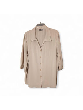 Maggie Barnes Beige Button-Down Blouse